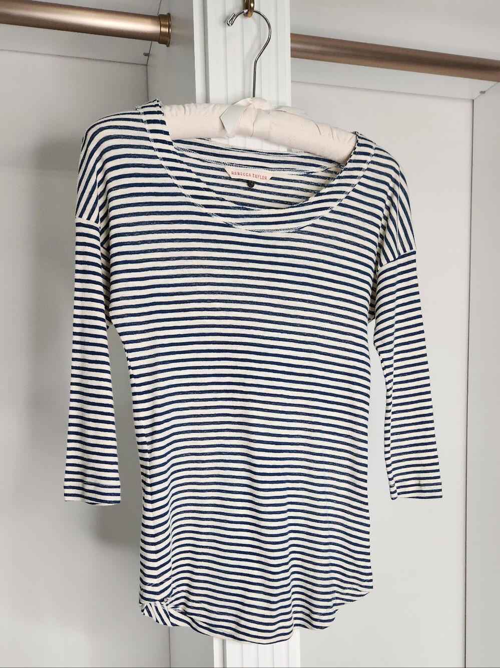 Rebecca Taylor Navy & White Striped Long Sleeve Tee